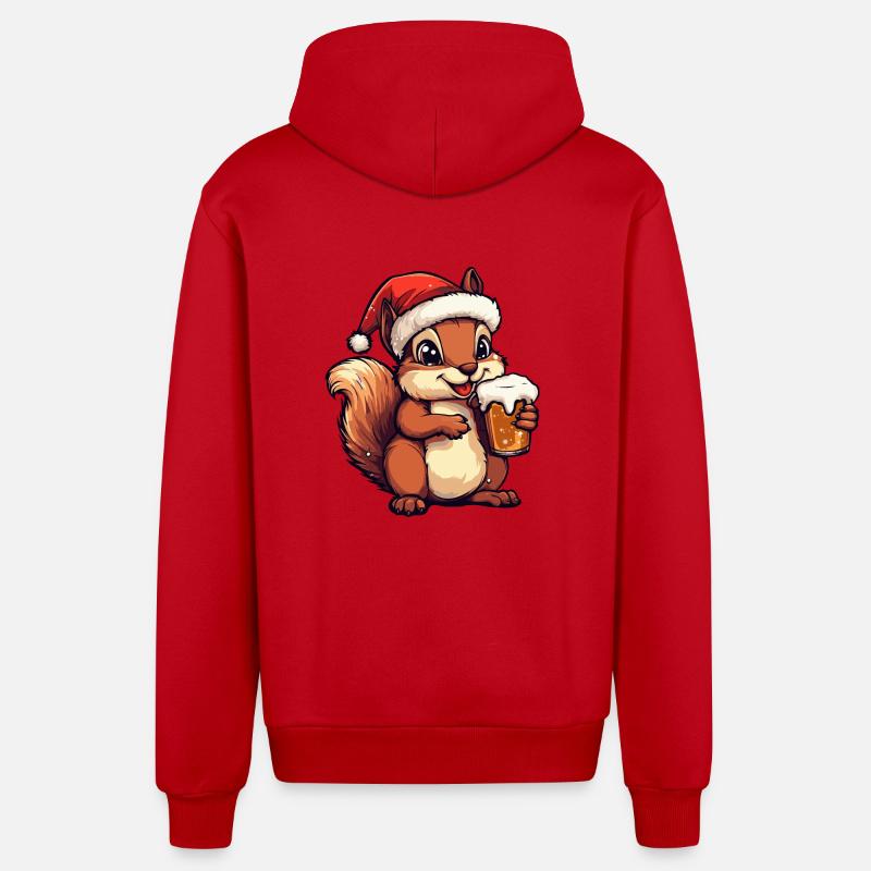 Écureuil Bière de Noël Drôle - Veste à capuche bio décontractée fabriquée en UE - rouge