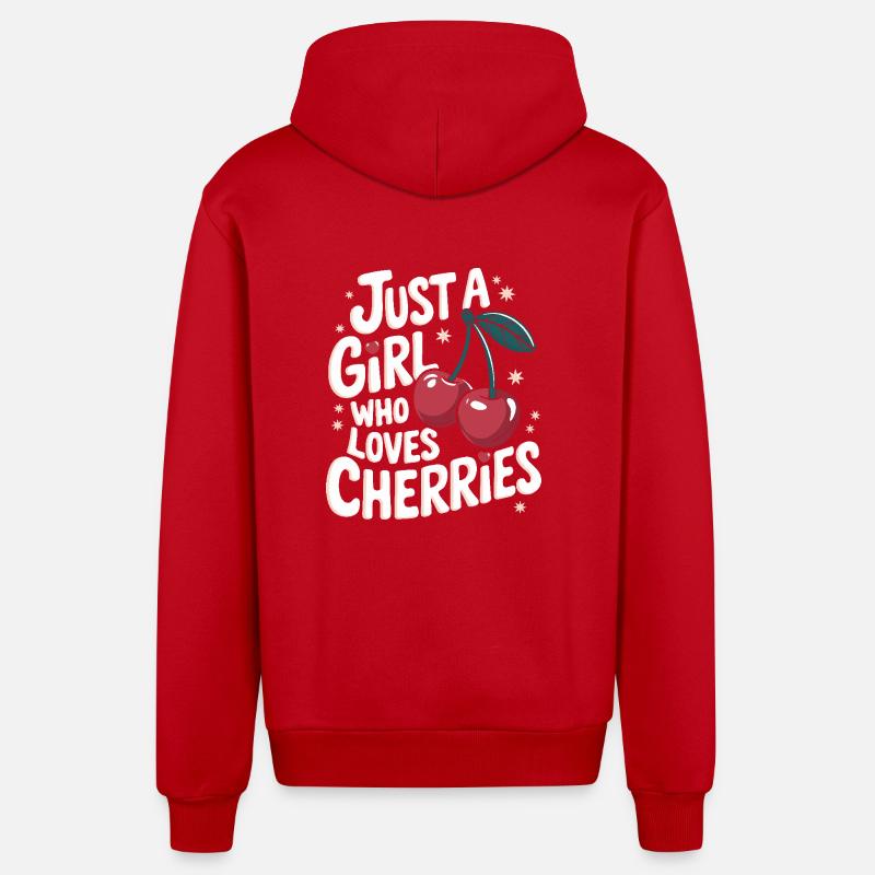 Kirsche Kirschen Früchte Essen - Organic Relaxed Kapuzenjacke Made in EU - Rot
