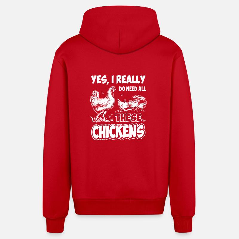 Chemise de poulet - Veste à capuche bio décontractée fabriquée en UE - rouge