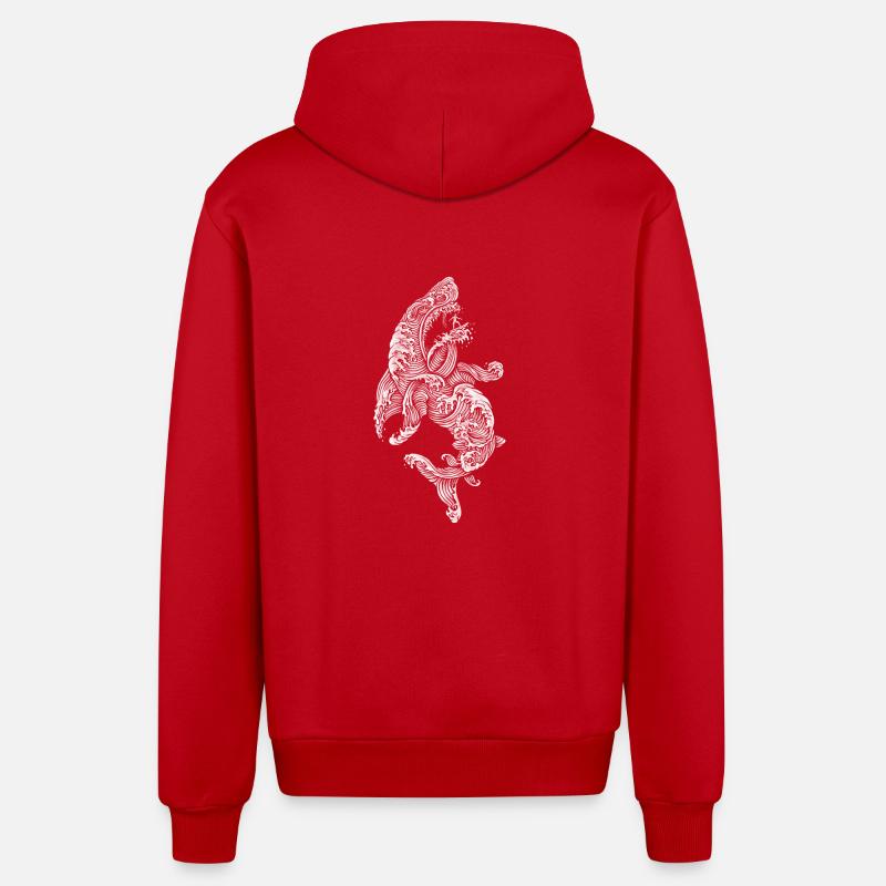 Shark Surfer - Veste à capuche bio décontractée fabriquée en UE - rouge