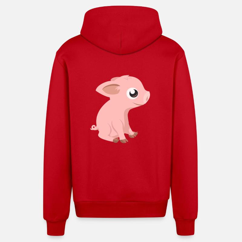 piggy - Organic Relaxed Hooded Jacket Made in EU - red