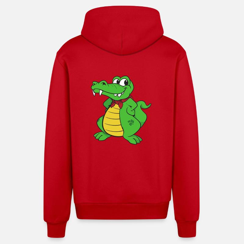 Croco Caïman Reptiles animaux - Veste à capuche bio décontractée fabriquée en UE - rouge