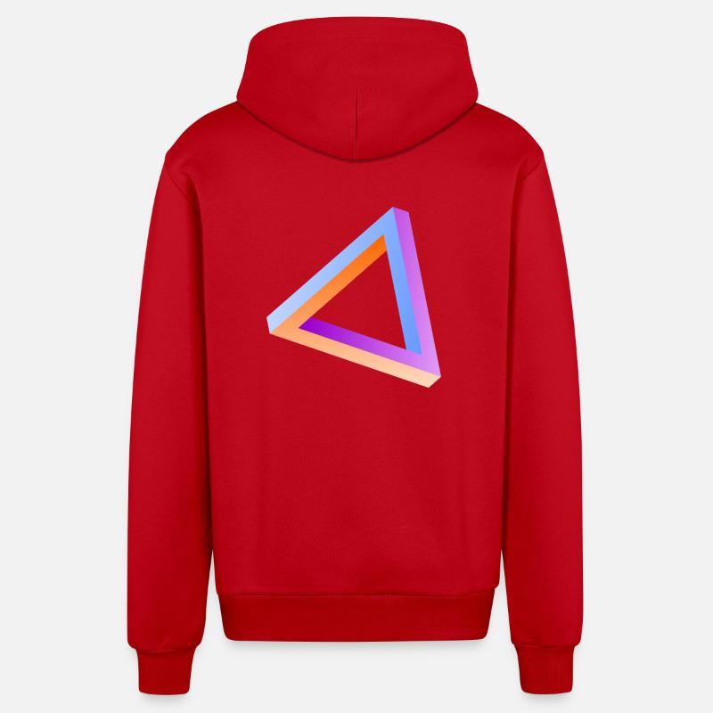 Impossible triangle optical illusion - Organic Relaxed Hooded Jacket Made in EU - red