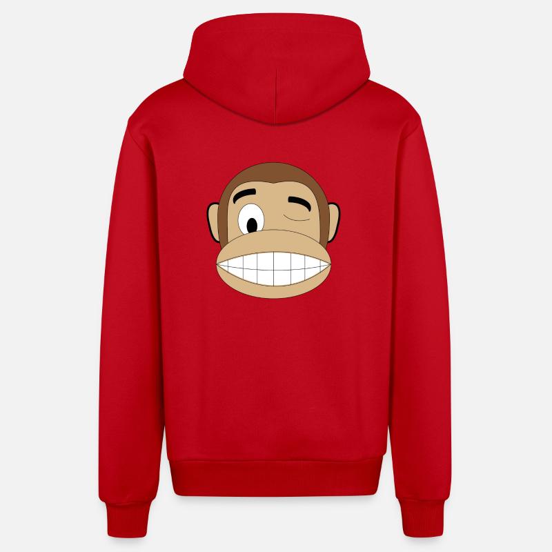singe zwinker - Veste à capuche bio décontractée fabriquée en UE - rouge