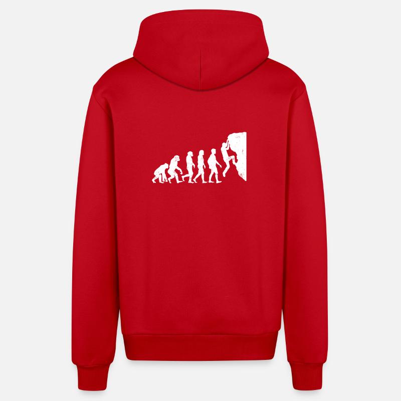escalade alpinisme bouldering cadeau évolution - Veste à capuche bio décontractée fabriquée en UE - rouge