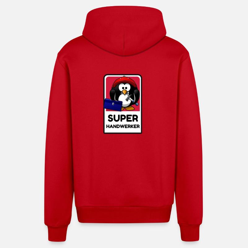 Super Handwerker - lustiger Pingu - Organic Relaxed Kapuzenjacke Made in EU - Rot