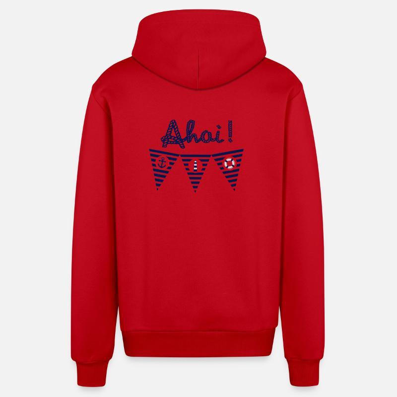 Ahoi, mer, maritime, drapeau - Veste à capuche bio décontractée fabriquée en UE - rouge