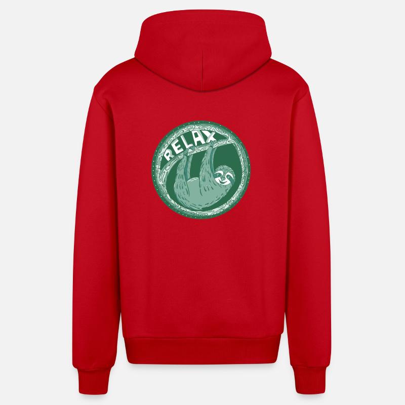 Relax - Vert Sloth - Veste à capuche bio décontractée fabriquée en UE - rouge