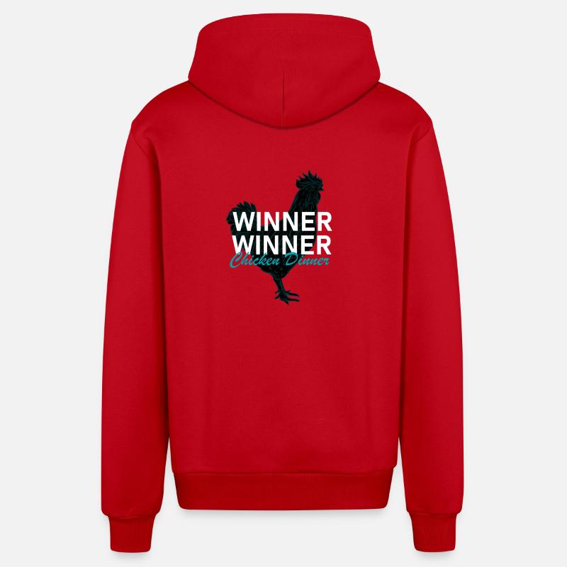 Lauréat Dîner de poulet - Veste à capuche bio décontractée fabriquée en UE - rouge
