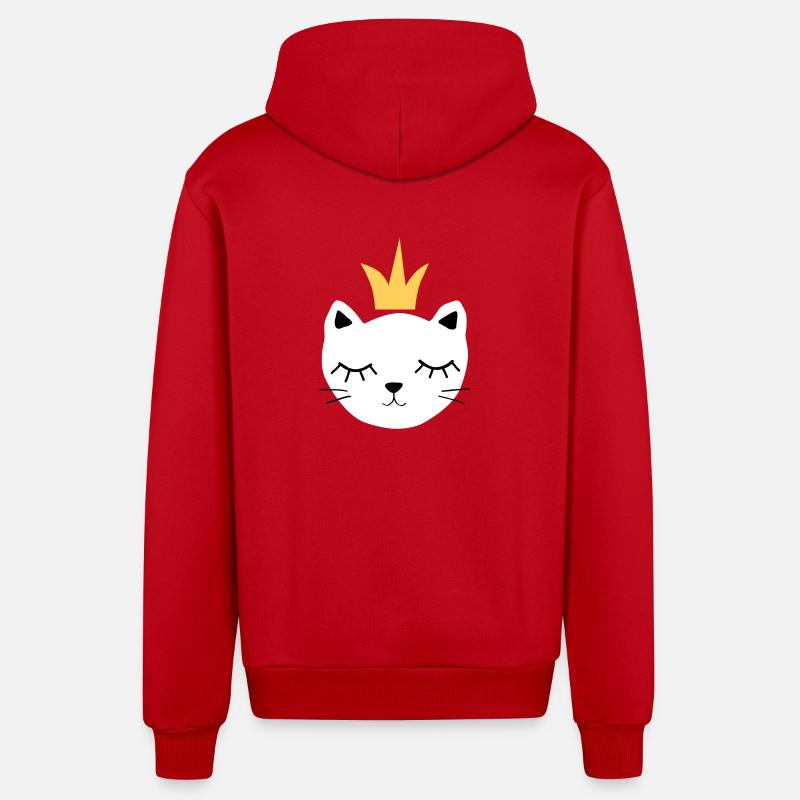 chat blanc avec couronne - Veste à capuche bio décontractée fabriquée en UE - rouge