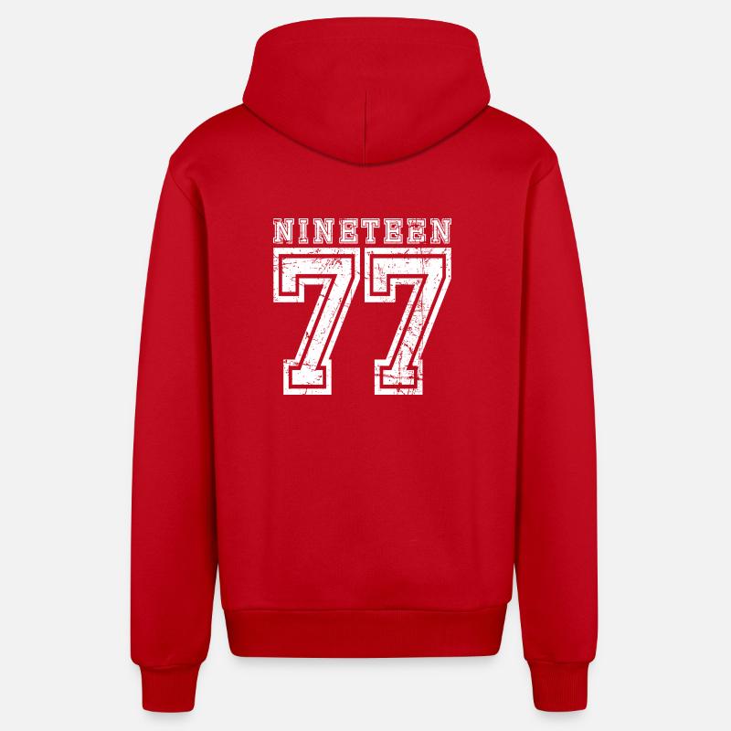 1977 NINETEEN - Veste à capuche bio décontractée fabriquée en UE - rouge