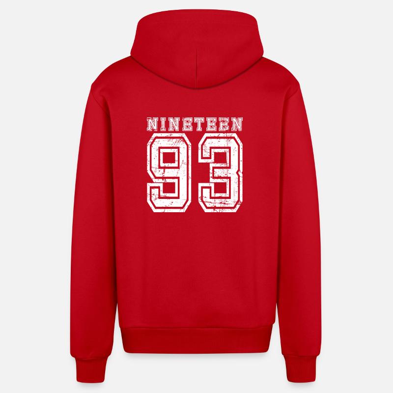 1993 NINETEEN - Veste à capuche bio décontractée fabriquée en UE - rouge