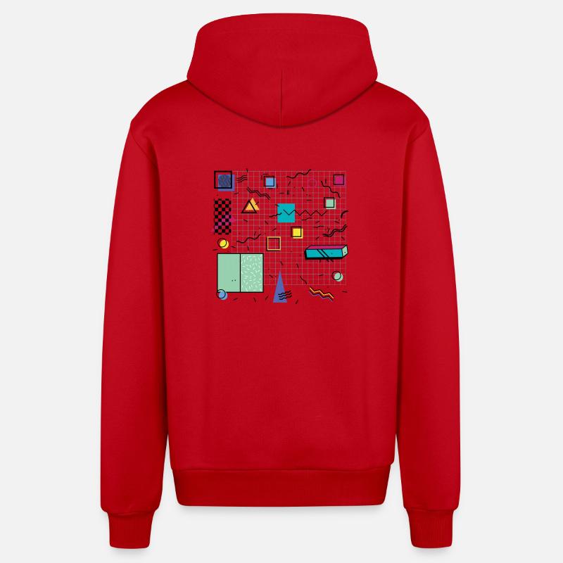 Eldram's Eighties Abstract 01 - Organic Relaxed Kapuzenjacke Made in EU - Rot