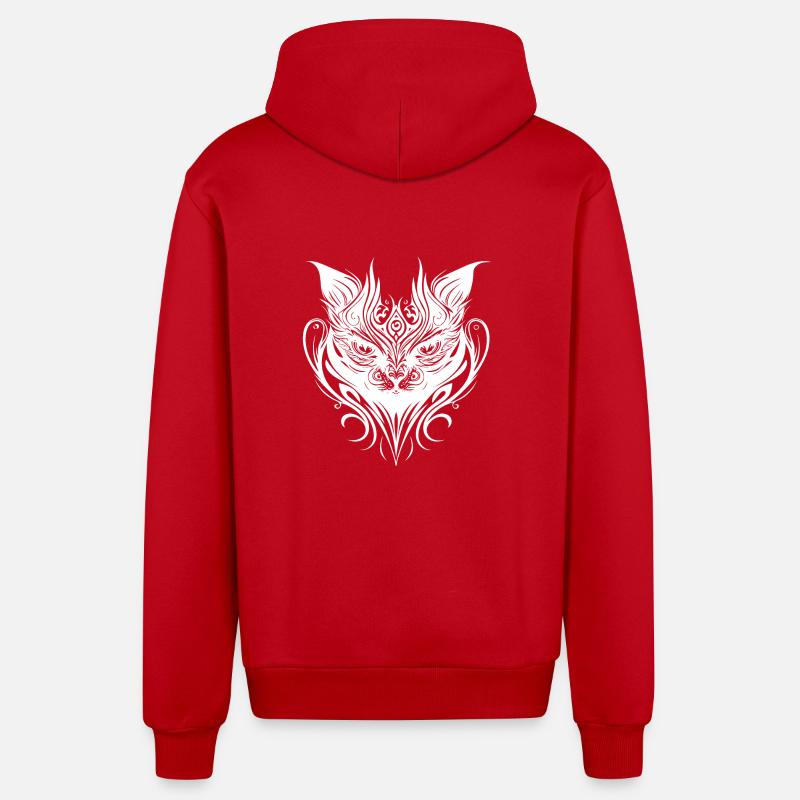 Chat de tatouage tribal - Veste à capuche bio décontractée fabriquée en UE - rouge