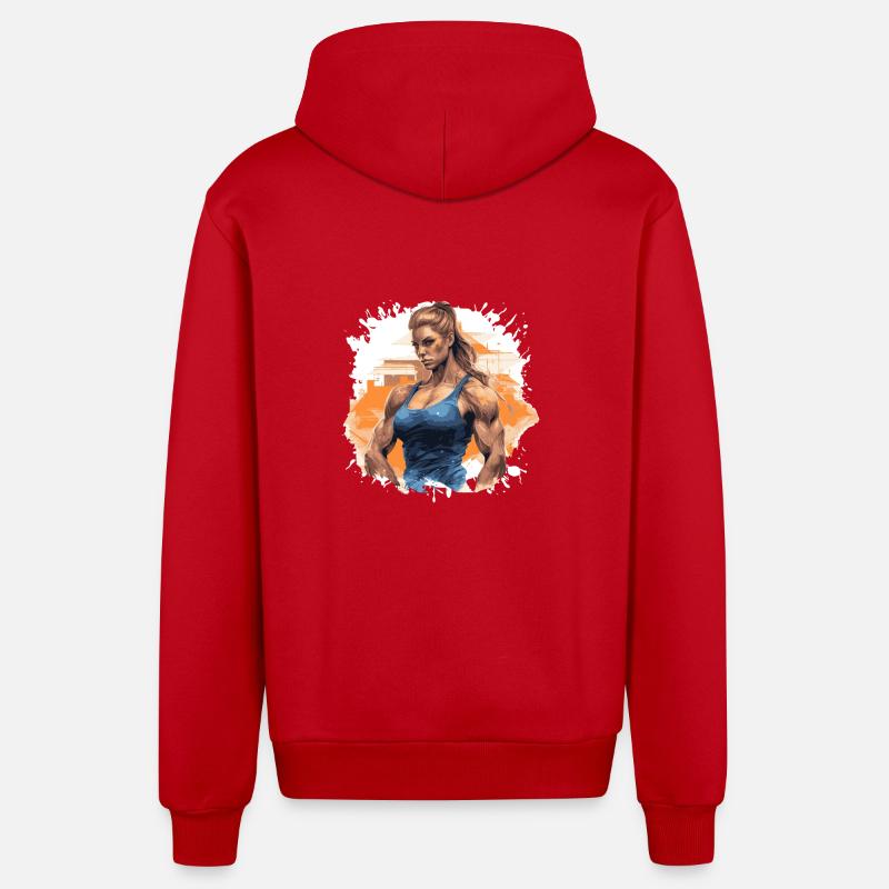Fitness Muscles Bodybuilder - Veste à capuche bio décontractée fabriquée en UE - rouge