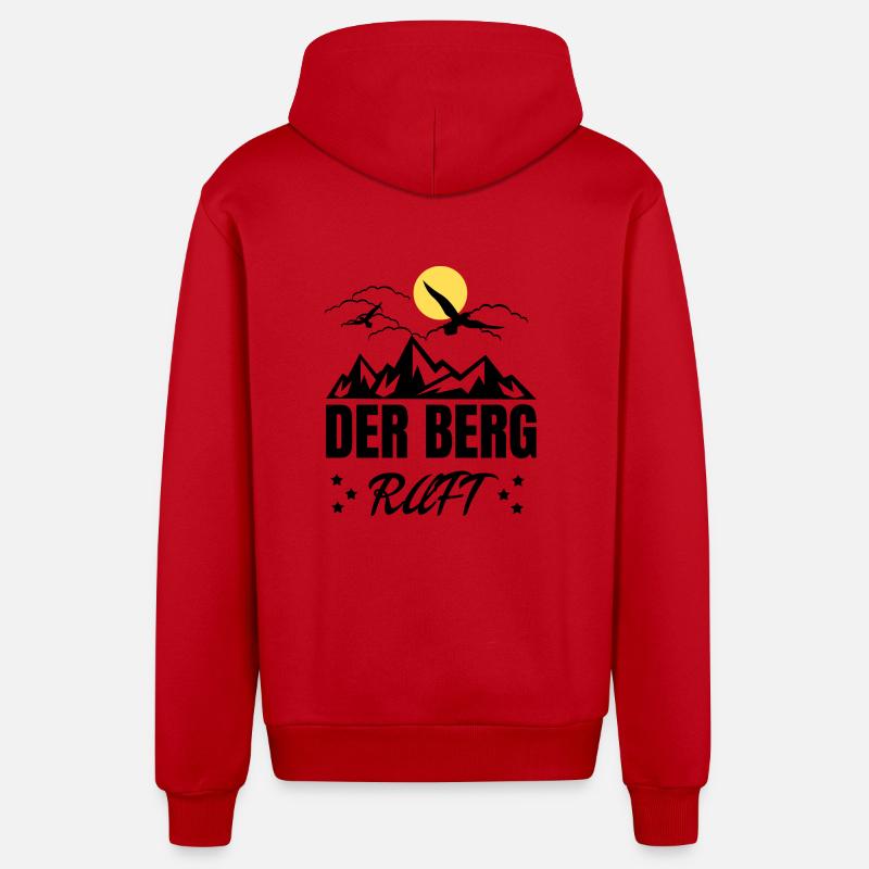 Der Berg Ruft Sonne - Organic Relaxed Kapuzenjacke Made in EU - Rot