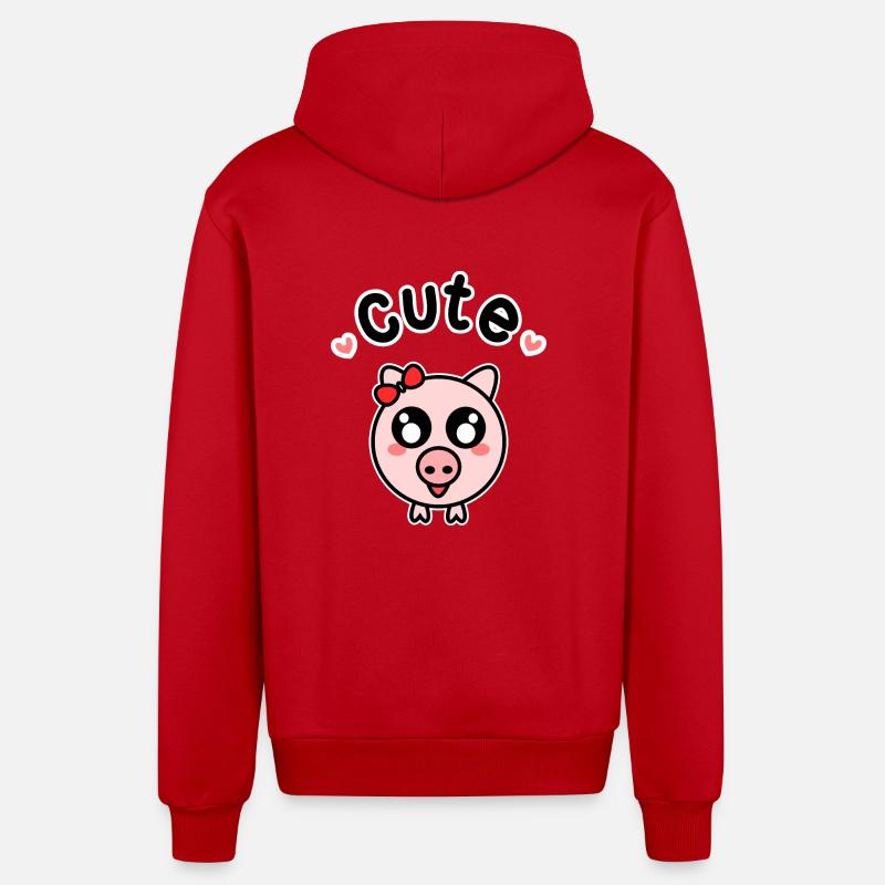 Cochon fermier cochon doux - Veste à capuche bio décontractée fabriquée en UE - rouge