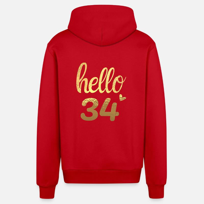 Hello 34 doré - Veste à capuche bio décontractée fabriquée en UE - rouge