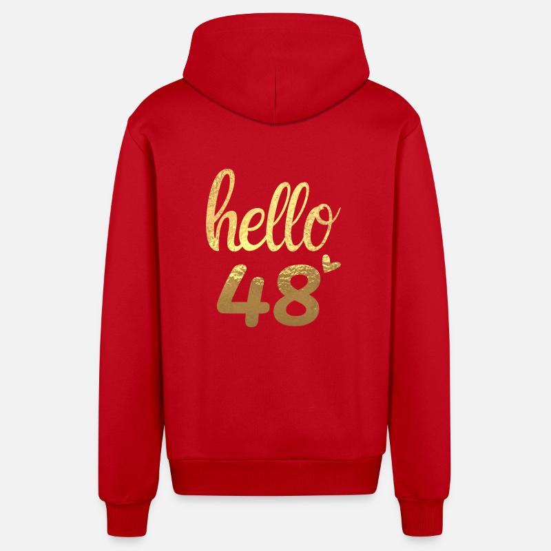 Hello 48 doré - Veste à capuche bio décontractée fabriquée en UE - rouge