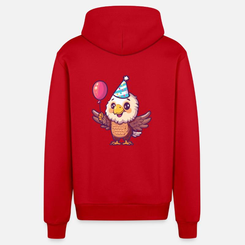 Bande dessinée d’anniversaire d’aigle - Veste à capuche bio décontractée fabriquée en UE - rouge