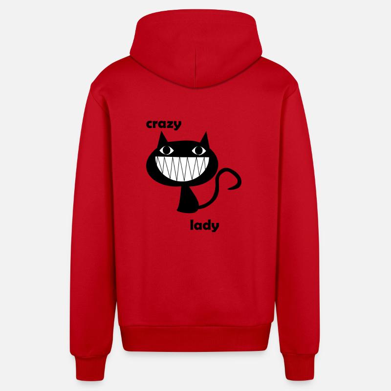 Madame folle de chat - Veste à capuche bio décontractée fabriquée en UE - rouge