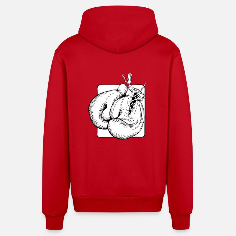 Gants de boxe - Veste à capuche bio décontractée fabriquée en UE - rouge