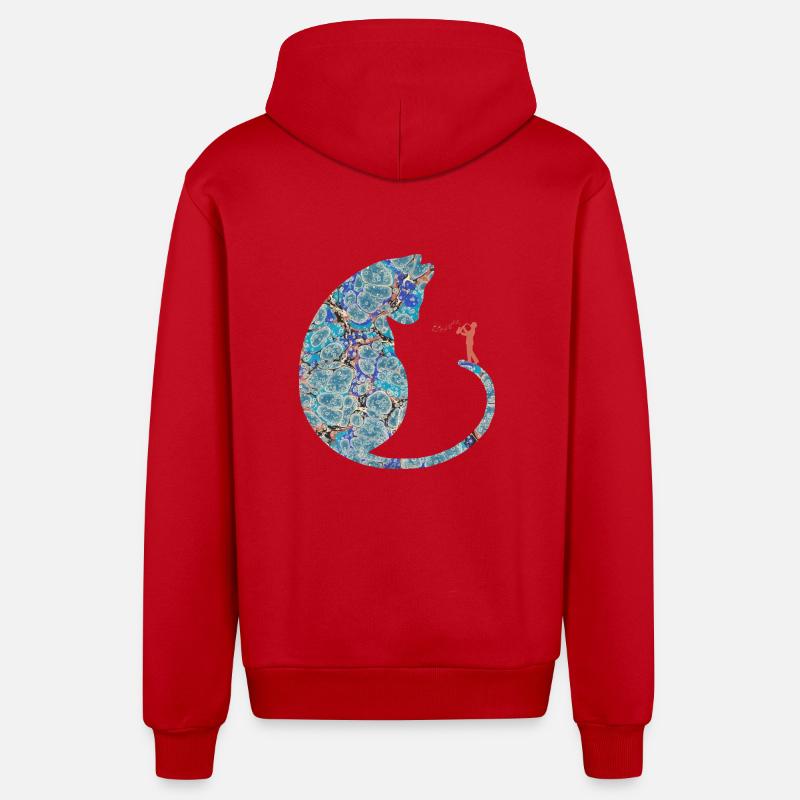 katze mit saxophon e 238 - Veste à capuche bio décontractée fabriquée en UE - rouge