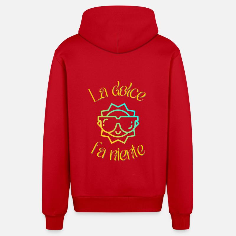 La dolce fa niente - Veste à capuche bio décontractée fabriquée en UE - rouge