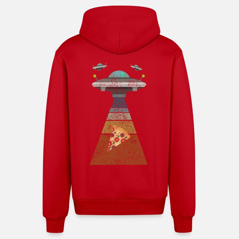 Pizza Ufo - Veste à capuche bio décontractée fabriquée en UE - rouge