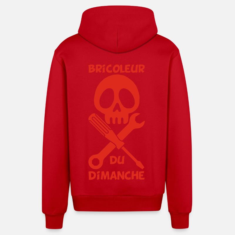 Bricoleur du dimanche (rouge) - Veste à capuche bio décontractée fabriquée en UE - rouge