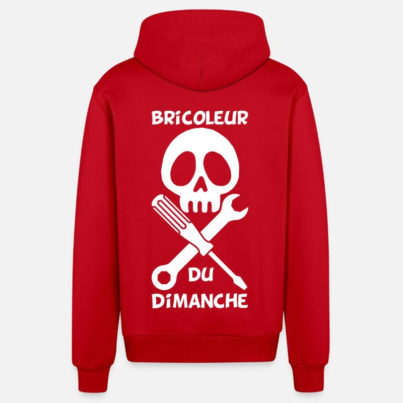 Bricoleur du dimanche (blanc) - Veste à capuche bio décontractée fabriquée en UE - rouge