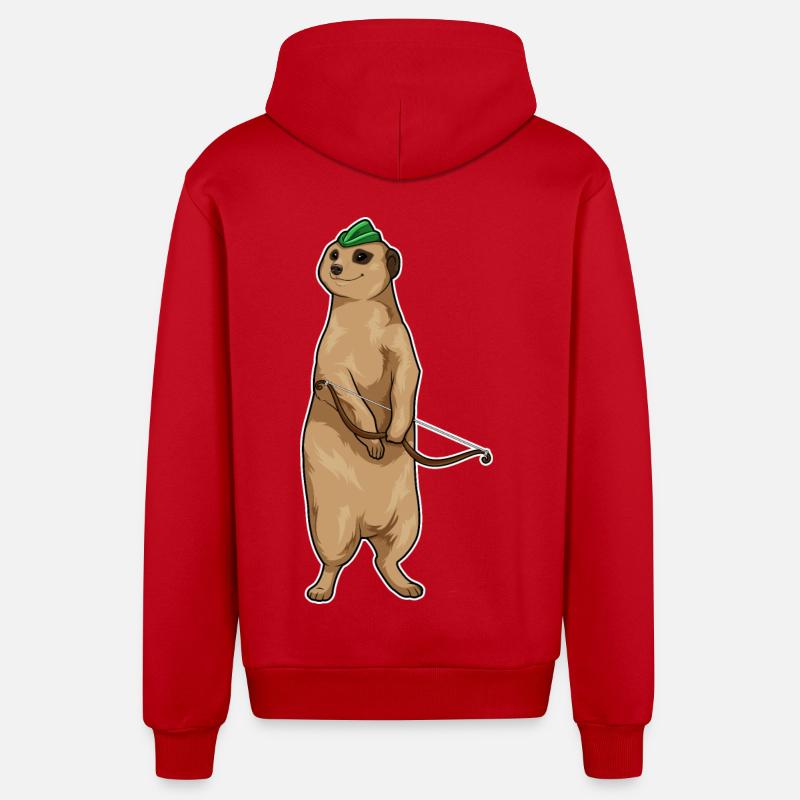 Erdmännchen Bogenschütze Bogen - Organic Relaxed Kapuzenjacke Made in EU - Rot