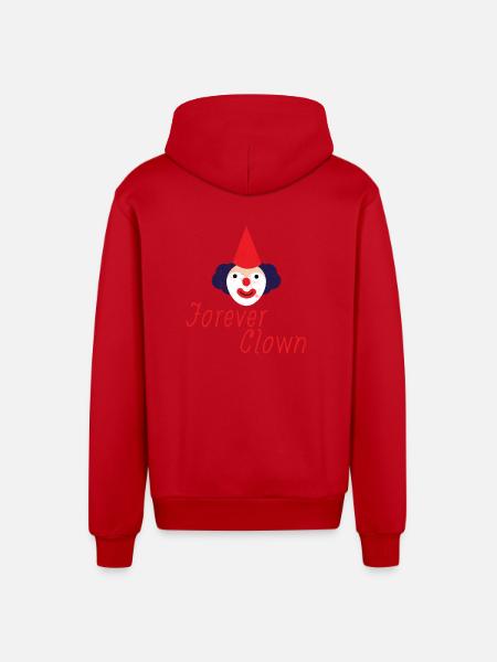 Clown: Forever Clown - Gift - Organic Relaxed Hooded Jacket Made in EU - red