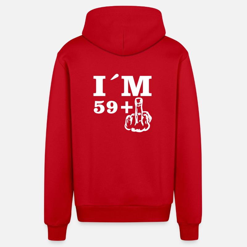 Cadeau Anniversaire Dans 59 plus 1 - Veste à capuche bio décontractée fabriquée en UE - rouge