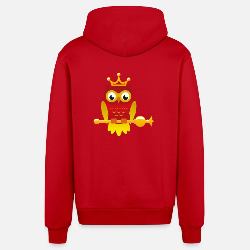 Roi hibou avec sceptre - Veste à capuche bio décontractée fabriquée en UE - rouge