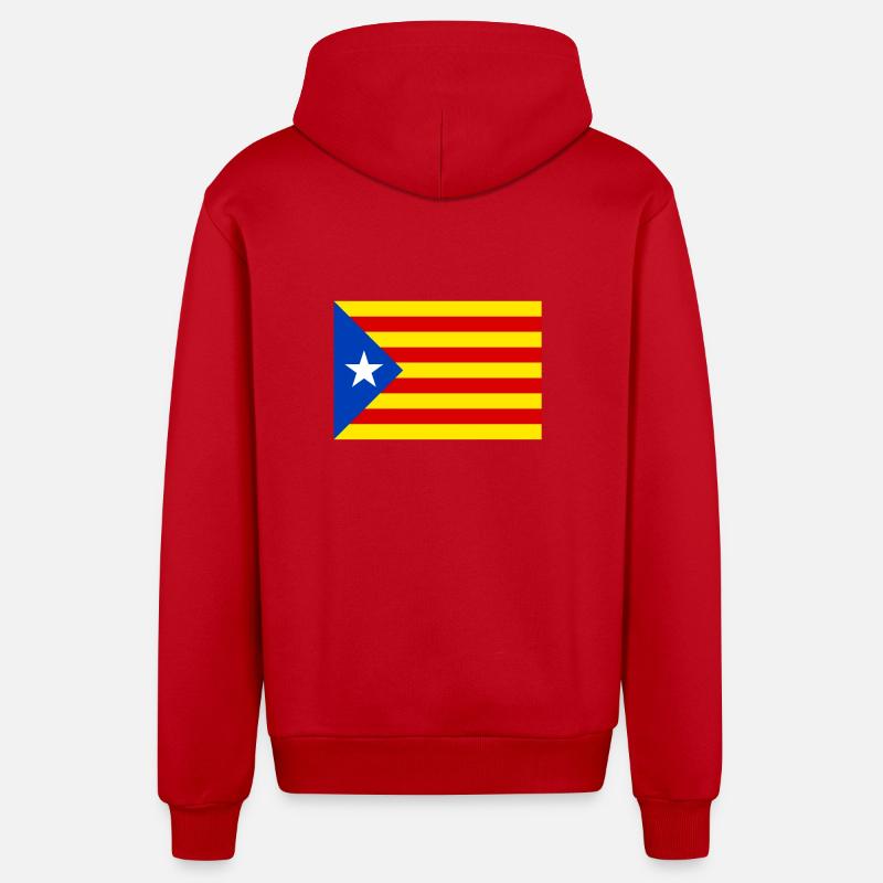 drapeau catalan - Veste à capuche bio décontractée fabriquée en UE - rouge