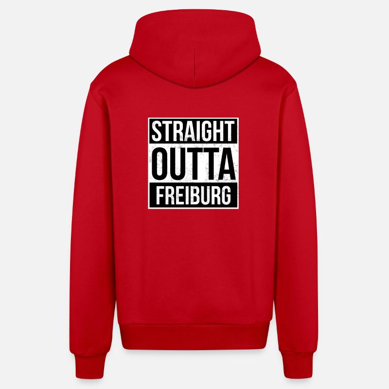 Straight Outta Freiburg - Veste à capuche bio décontractée fabriquée en UE - rouge