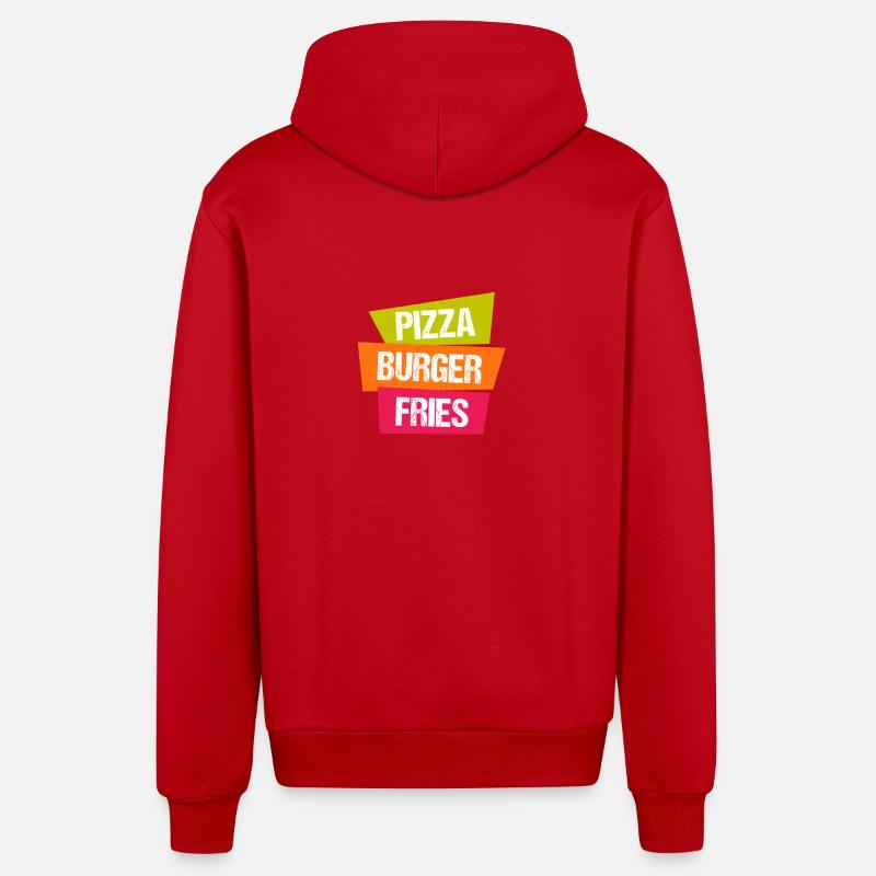 frites Pizza Burger - Veste à capuche bio décontractée fabriquée en UE - rouge
