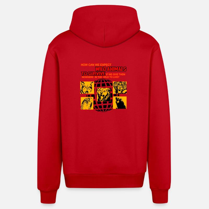Animaux sauvages pour survivre! - Veste à capuche bio décontractée fabriquée en UE - rouge