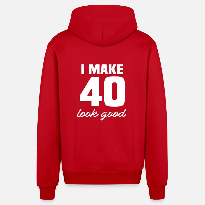 40 ans - Veste à capuche bio décontractée fabriquée en UE - rouge