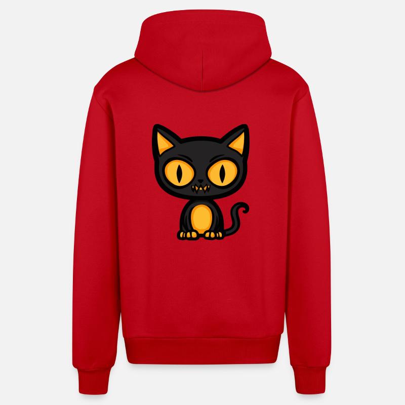 Chat Halloween Bande dessinée Chat - Veste à capuche bio décontractée fabriquée en UE - rouge