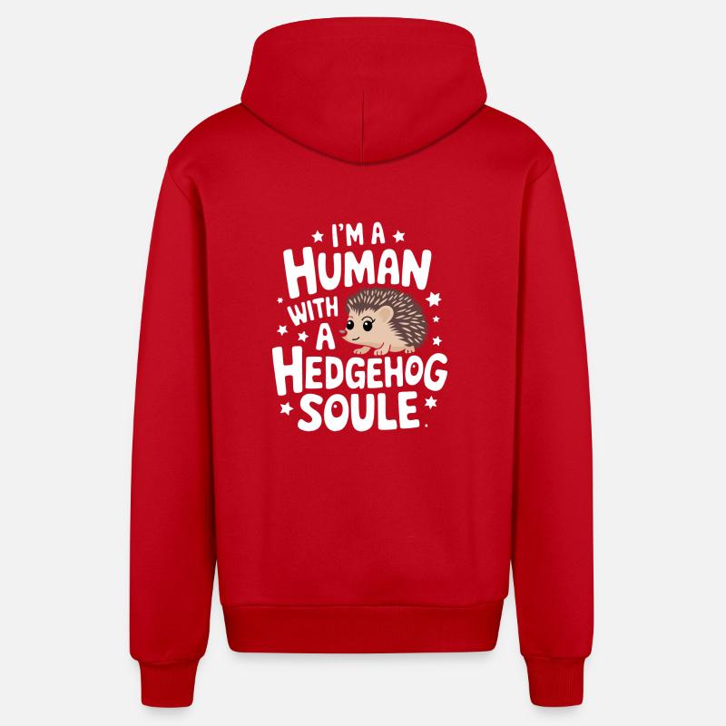 hérisson animal épineux hérisson - Veste à capuche bio décontractée fabriquée en UE - rouge