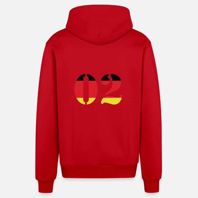 Maillot 2 numéros Allemagne - Veste à capuche bio décontractée fabriquée en UE - rouge
