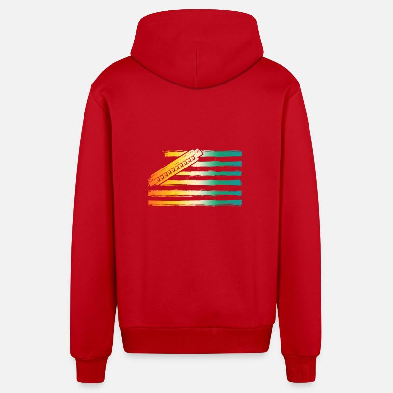 Harmonica Harmonica - Organic Relaxed Hooded Jacket Made in EU - red