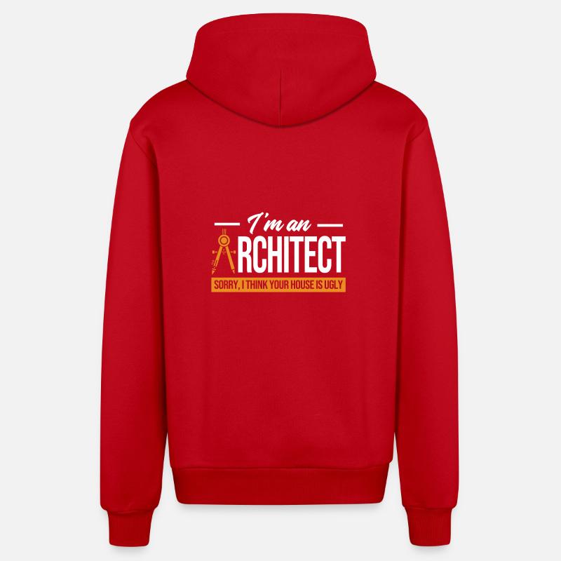 architecte - Veste à capuche bio décontractée fabriquée en UE - rouge