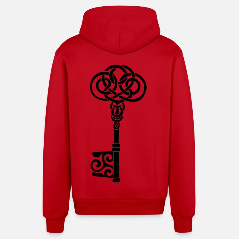 Clé celtique noire - Veste à capuche bio décontractée fabriquée en UE - rouge