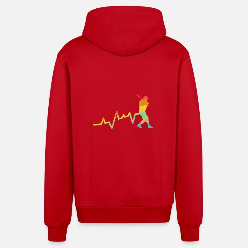 Joueur de baseball Evolution Baseball - Veste à capuche bio décontractée fabriquée en UE - rouge