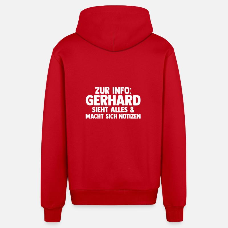 Gerhard - Veste à capuche bio décontractée fabriquée en UE - rouge
