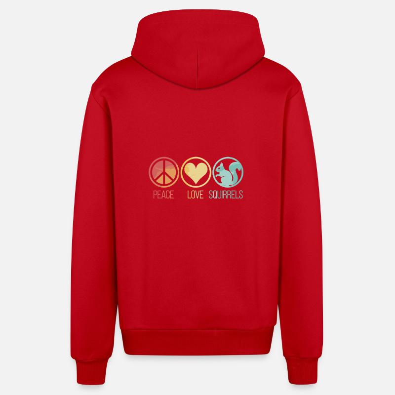 Peace Love Squirrels Eichhörnchen - Organic Relaxed Kapuzenjacke Made in EU - Rot