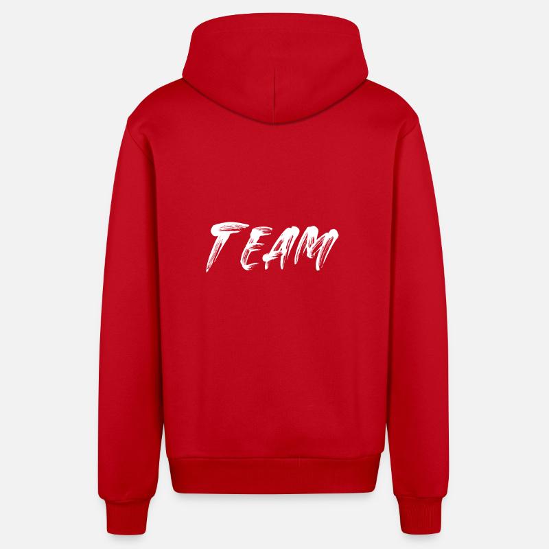 Équipe - Veste à capuche bio décontractée fabriquée en UE - rouge